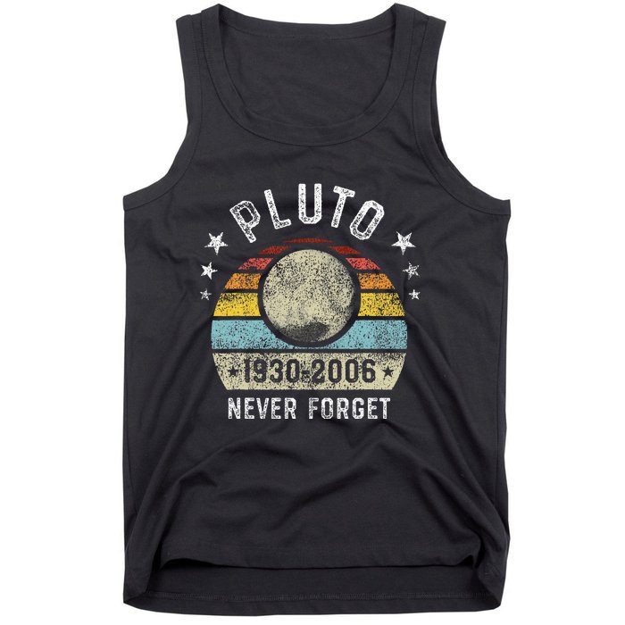 Never Forget Pluto Funny Science Retro Space Tank Top