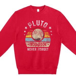 Never Forget Pluto Funny Science Retro Space Premium Crewneck Sweatshirt