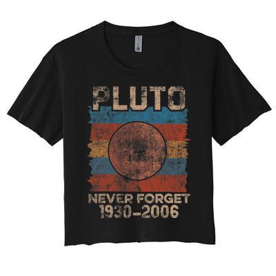 Never Forget Pluto Nerdy Astronomy Space Science Pluto Never Forget Shirts Women's Crop Top Tee