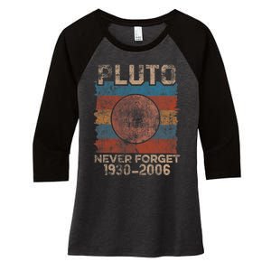 Never Forget Pluto Nerdy Astronomy Space Science Pluto Never Forget Shirts Women's Tri-Blend 3/4-Sleeve Raglan Shirt