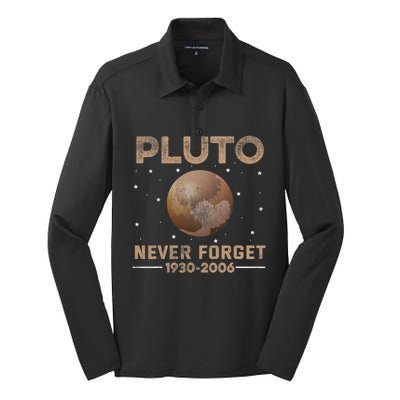 Never Forget Pluto 1930 2006 Nerdy Astronomy Space Science Trendy Design Silk Touch Performance Long Sleeve Polo