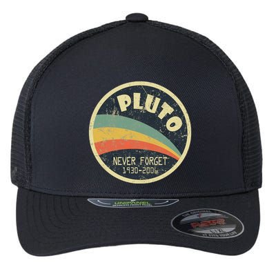 Never Forget Planet Pluto Vintage Retro Space Flexfit Unipanel Trucker Cap