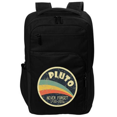 Never Forget Planet Pluto Vintage Retro Space Impact Tech Backpack