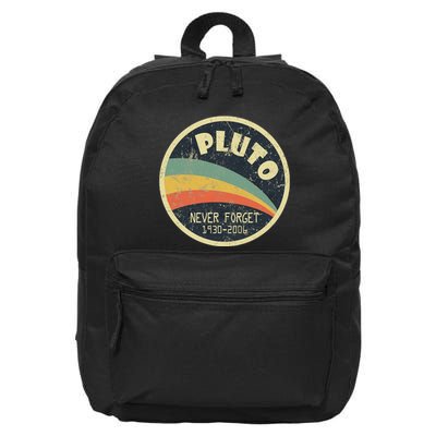 Never Forget Planet Pluto Vintage Retro Space 16 in Basic Backpack