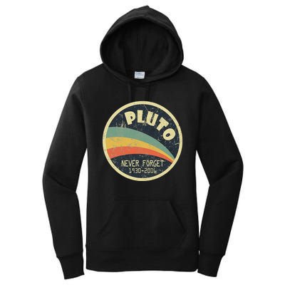 Never Forget Planet Pluto Vintage Retro Space Women's Pullover Hoodie
