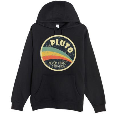 Never Forget Planet Pluto Vintage Retro Space Premium Pullover Hoodie