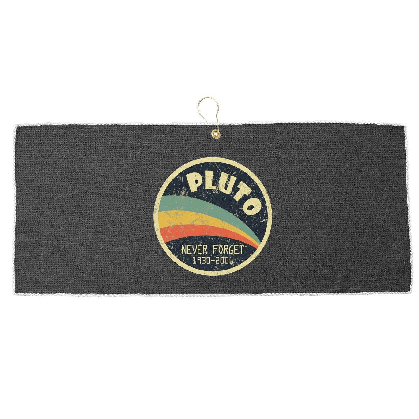 Never Forget Planet Pluto Vintage Retro Space Large Microfiber Waffle Golf Towel