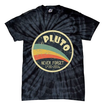 Never Forget Planet Pluto Vintage Retro Space Tie-Dye T-Shirt