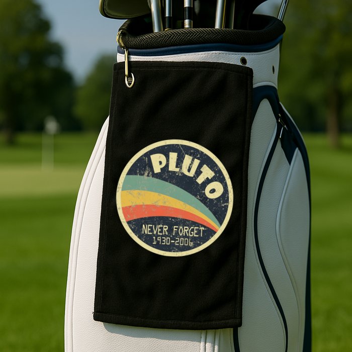 Never Forget Planet Pluto Vintage Retro Space Golf Towel