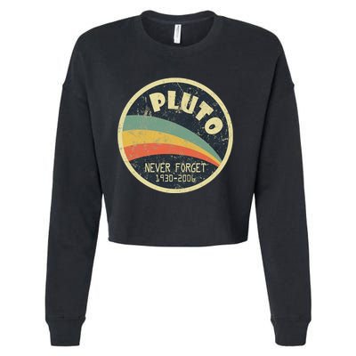 Never Forget Planet Pluto Vintage Retro Space Cropped Pullover Crew