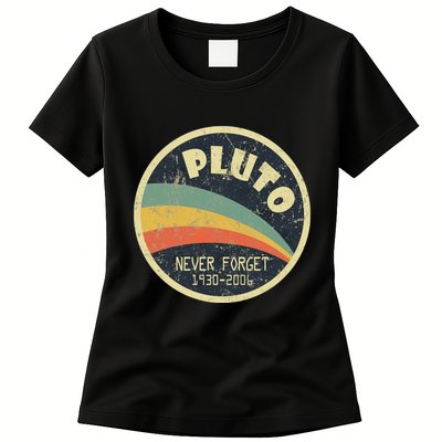 Never Forget Planet Pluto Vintage Retro Space Womens T-Shirt