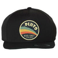 Never Forget Planet Pluto Vintage Retro Space Wool Snapback Cap