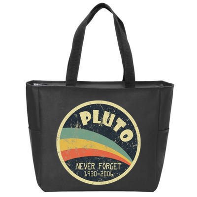Never Forget Planet Pluto Vintage Retro Space Zip Tote Bag