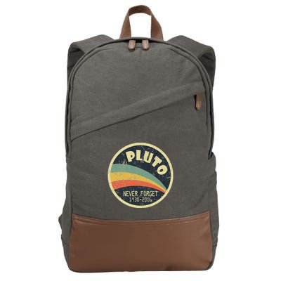 Never Forget Planet Pluto Vintage Retro Space Cotton Canvas Backpack