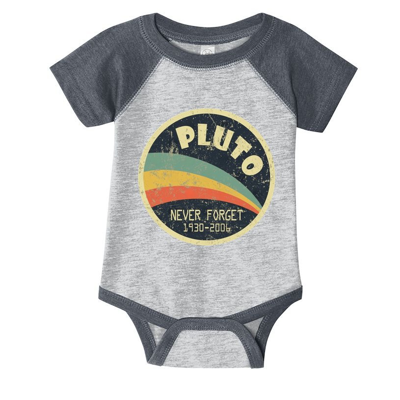Never Forget Planet Pluto Vintage Retro Space Infant Baby Jersey Bodysuit