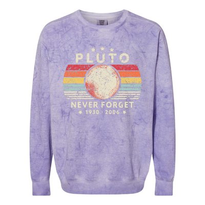 Never Forget Pluto Retro Funny Space Science Colorblast Crewneck Sweatshirt