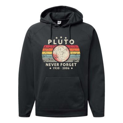 Never Forget Pluto Retro Funny Space Science Performance Fleece Hoodie