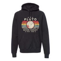 Never Forget Pluto Retro Funny Space Science Premium Hoodie