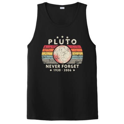 Never Forget Pluto Retro Funny Space Science PosiCharge Competitor Tank