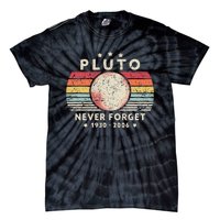 Never Forget Pluto Retro Funny Space Science Tie-Dye T-Shirt