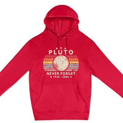 Never Forget Pluto Retro Funny Space Science Premium Pullover Hoodie