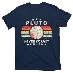 Never Forget Pluto . Retro Style Funny Space Science T-Shirt