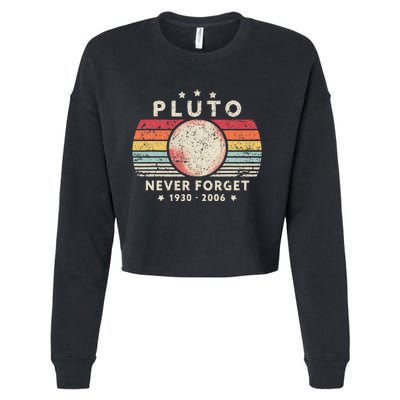 Never Forget Pluto Retro Style Cropped Pullover Crew