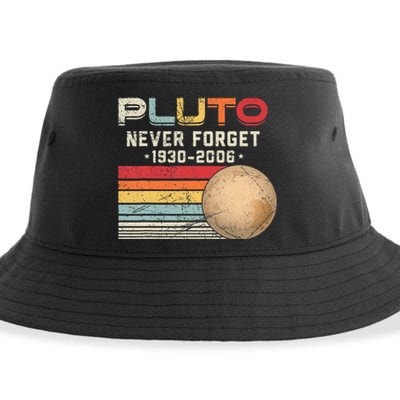 Never Forget Pluto Vintage Nerdy Astronomy Space Science Sustainable Bucket Hat