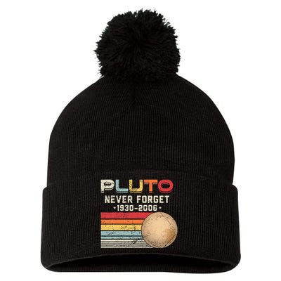 Never Forget Pluto Vintage Nerdy Astronomy Space Science Pom Pom 12in Knit Beanie