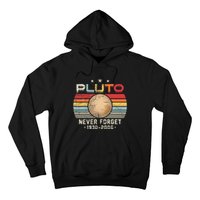 Never Forget Pluto Vintage Nerdy Astronomy Space Science Hoodie