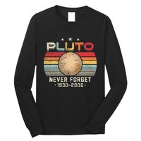 Never Forget Pluto Vintage Nerdy Astronomy Space Science Long Sleeve Shirt