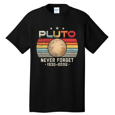 Never Forget Pluto Vintage Nerdy Astronomy Space Science Tall T-Shirt