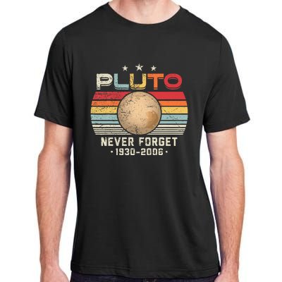 Never Forget Pluto Vintage Nerdy Astronomy Space Science Adult ChromaSoft Performance T-Shirt