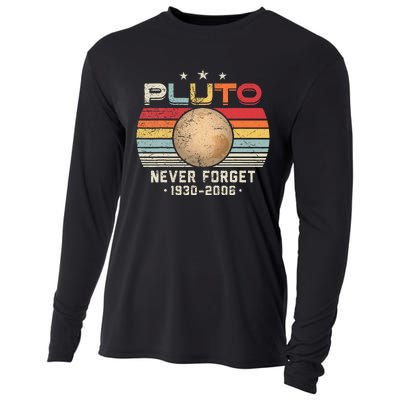 Never Forget Pluto Vintage Nerdy Astronomy Space Science Cooling Performance Long Sleeve Crew