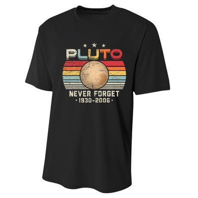 Never Forget Pluto Vintage Nerdy Astronomy Space Science Performance Sprint T-Shirt