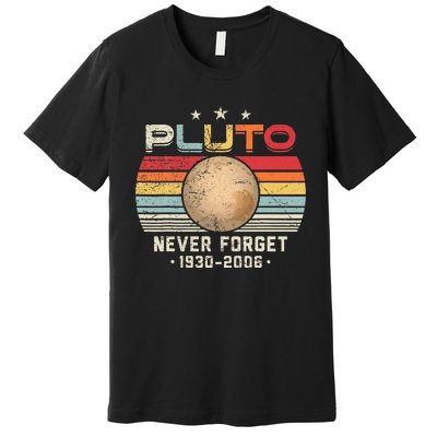 Never Forget Pluto Vintage Nerdy Astronomy Space Science Premium T-Shirt