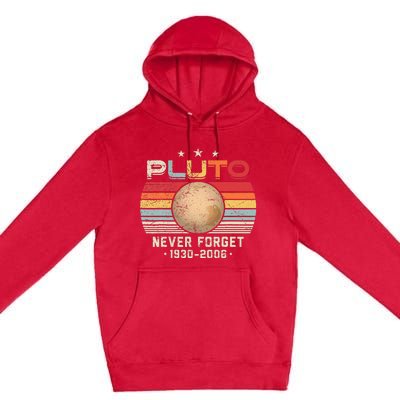 Never Forget Pluto Vintage Nerdy Astronomy Space Science Premium Pullover Hoodie