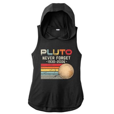 Never Forget Pluto Vintage Nerdy Astronomy Space Science Ladies PosiCharge Tri-Blend Wicking Draft Hoodie Tank