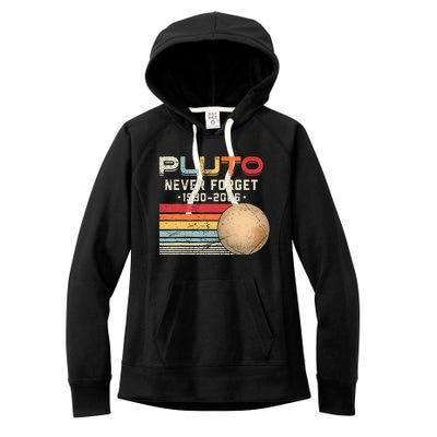 Never Forget Pluto Vintage Nerdy Astronomy Space Science Women's Fleece Hoodie