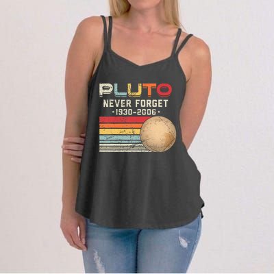 Never Forget Pluto Vintage Nerdy Astronomy Space Science Women's Strappy Tank