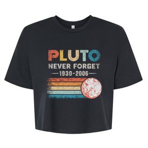 Never Forget Pluto Retro Style Funny Space Science Bella+Canvas Jersey Crop Tee