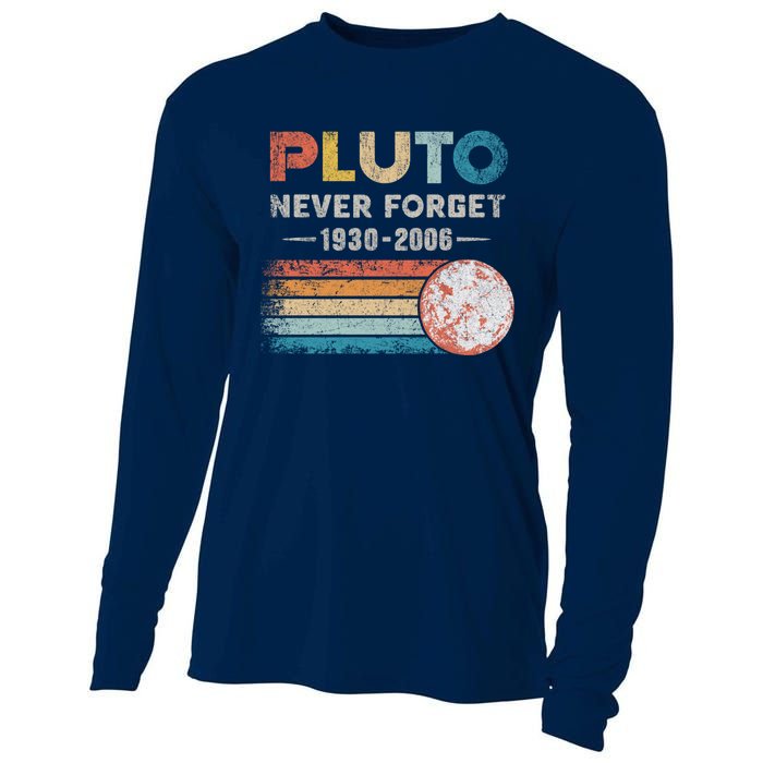 Never Forget Pluto Retro Style Funny Space Science Cooling Performance Long Sleeve Crew