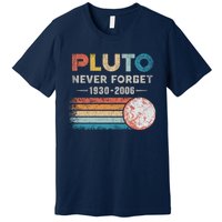 Never Forget Pluto Retro Style Funny Space Science Premium T-Shirt