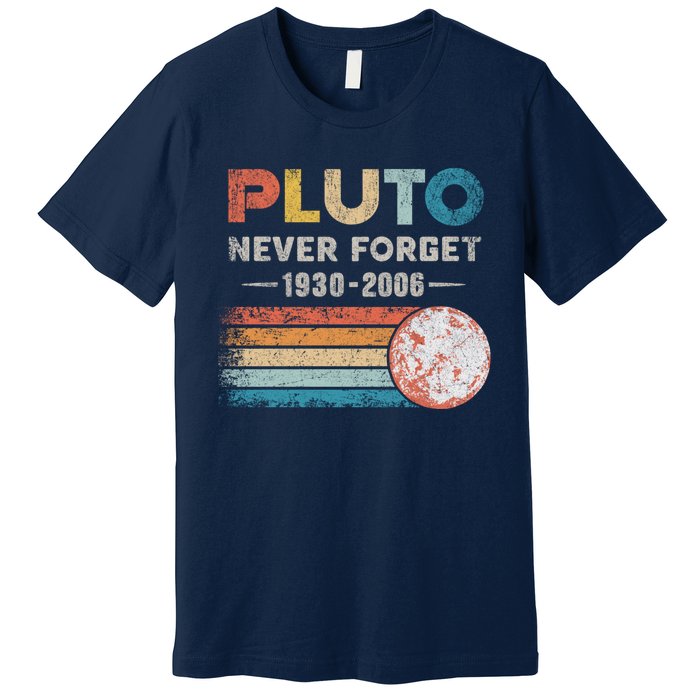 Never Forget Pluto Retro Style Funny Space Science Premium T-Shirt