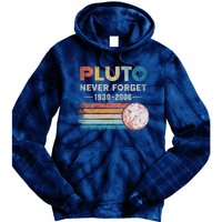 Never Forget Pluto Retro Style Funny Space Science Tie Dye Hoodie