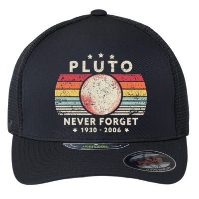 Never Forget Pluto. Retro Style Funny Space Science Flexfit Unipanel Trucker Cap