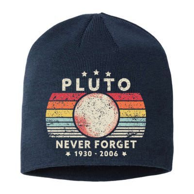 Never Forget Pluto. Retro Style Funny Space Science Sustainable Beanie