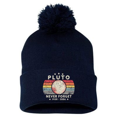 Never Forget Pluto. Retro Style Funny Space Science Pom Pom 12in Knit Beanie