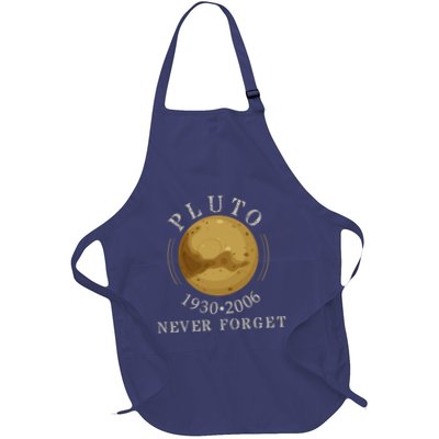 Never Forget Pluto Retro Style Funny Space Science Full-Length Apron With Pockets