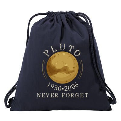 Never Forget Pluto Retro Style Funny Space Science Drawstring Bag
